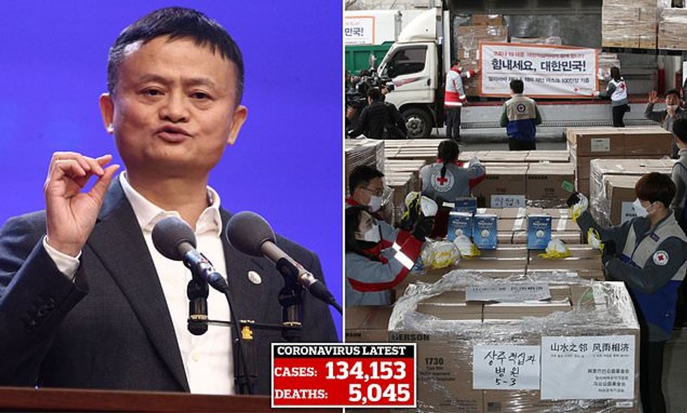 Welcome to making America great again:  Trump's authoritarian regime is being bailed out by Chinese billionaire Jack Ma:

"China's richest man Jack Ma donates one million face masks and 500,000 coronavirus test kits to the US." https://t.co/KngeDxyBpr