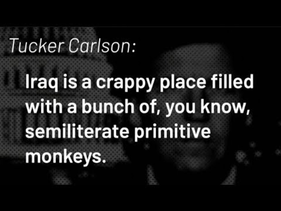 Tucker Carlson said "white men" deserve credit for "creating civilization"
He described Iraqis as "semiliterate primitive monkeys"
He said the Congressional Black Caucus "exists to blame the white man for everything"
It's all white nationalist rhetoric
https://t.co/ralRdRxYMI